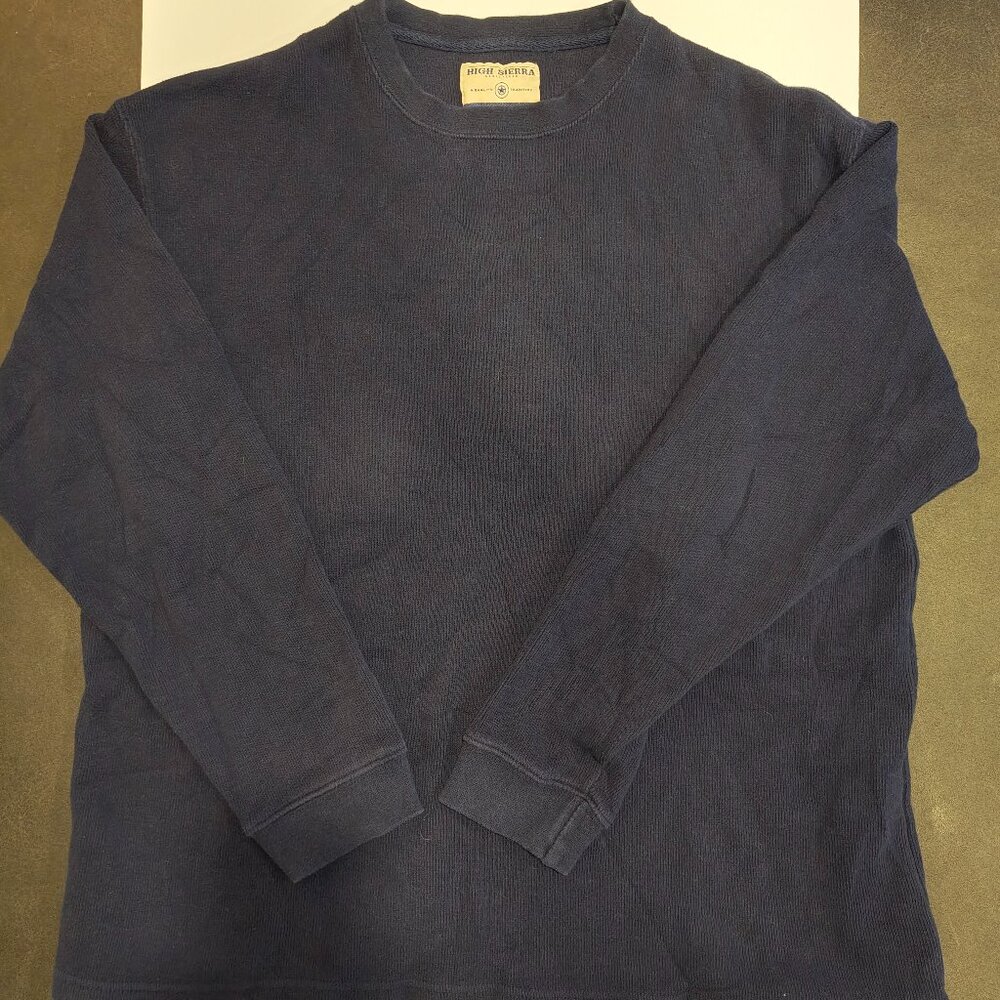 Vintage Mens High Sierra Long Sleeve Navy Blue Sweater Large Cotton Heavyweight